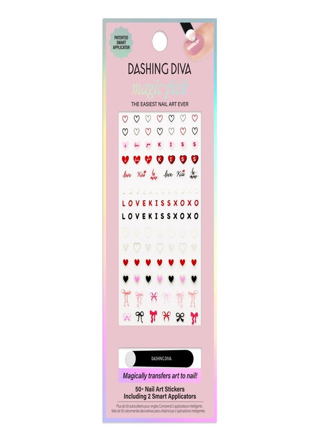 Dashing Diva Magic Pick Nail Stickers - Secret Love Letter - Premium Nail Art - Comes with 50+ Stickers and 2 Precision Placement Tools - Image 1