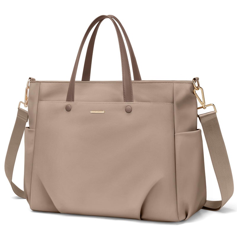 GOLF SUPAGS 156 Inch Laptop Tote Bag for Women Lightweight Nylon Work Shoulder Bag WaterResistant Computer Handbag with Pockets for Business Travel Commute Champagne - Image 2