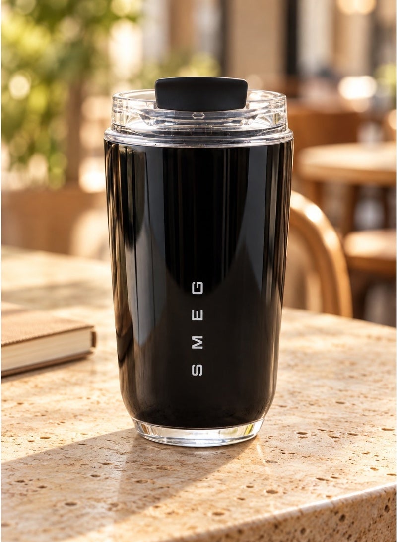 Smeg Insulated To-Go Coffee Cup, Double-Walled Stainless Steel Travel Mug - Black - Image 1