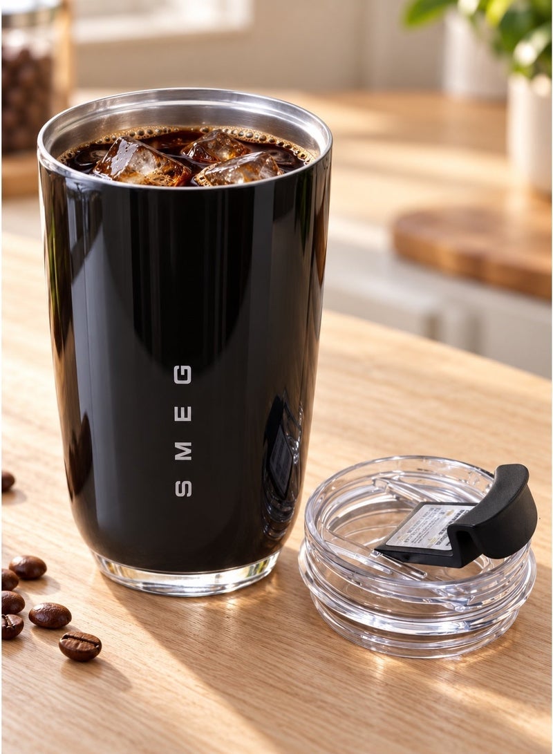 Smeg Insulated To-Go Coffee Cup, Double-Walled Stainless Steel Travel Mug - Black - Image 2