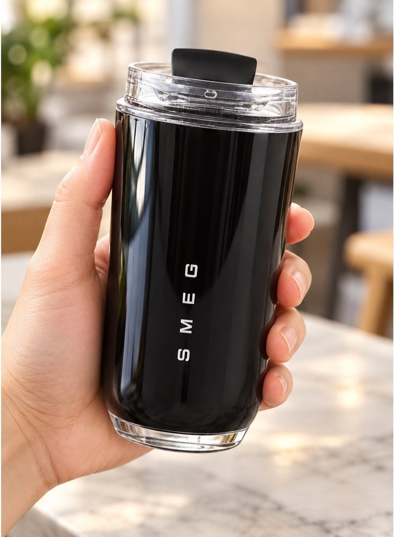 Smeg Insulated To-Go Coffee Cup, Double-Walled Stainless Steel Travel Mug - Black - Image 3