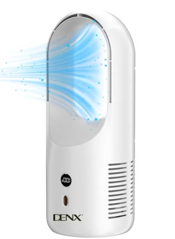 Denx Desk Fan Bladeless Quiet Small Table Fan, 6000mAh Rechargeable Battery, 6 Adjustable Modes, LED Display, 13.8-Inch Portable Fan for Home, Office, Bedroom, Outdoor Use - Image 1