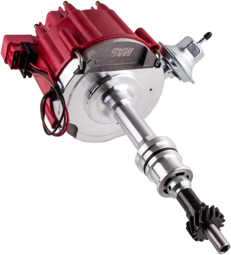 MAS Red Ignition Distributor w/Cap & Rotor Compatible with Ford 351C 351M 400 460 HEI 65,000 Volt Coil KA-1046013 PE332U JM6506BL 351CBLHEI0 - Image 1