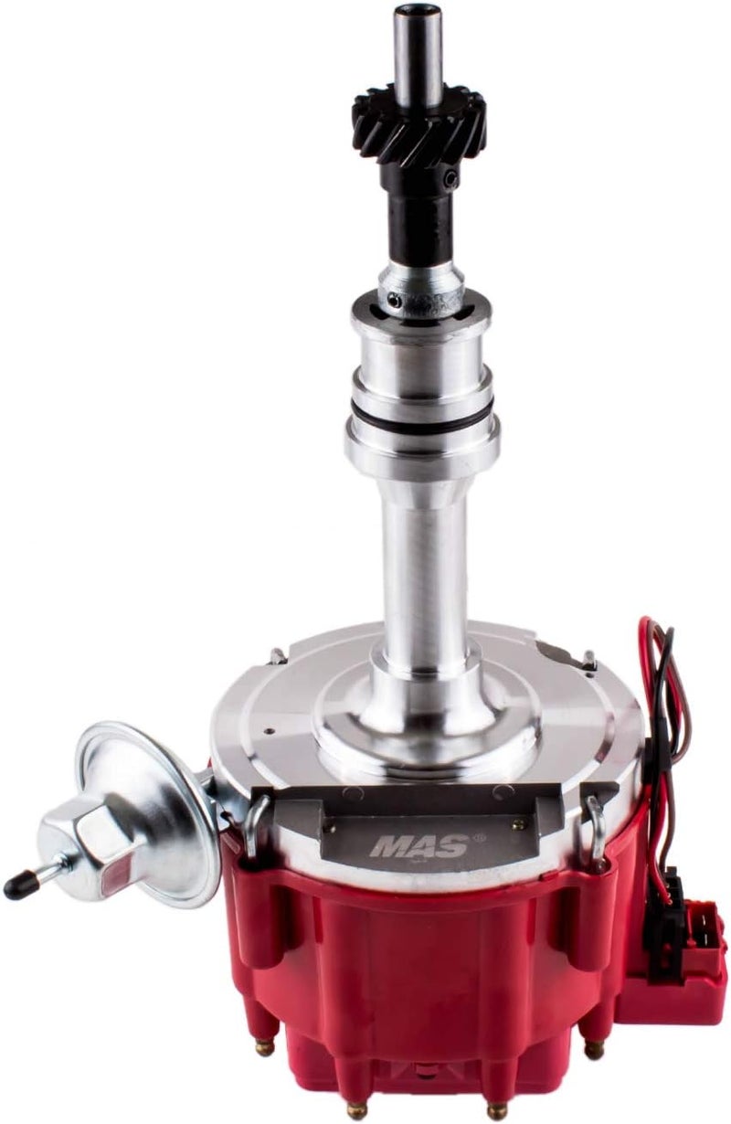 MAS Red Ignition Distributor w/Cap & Rotor Compatible with Ford 351C 351M 400 460 HEI 65,000 Volt Coil KA-1046013 PE332U JM6506BL 351CBLHEI0 - Image 3