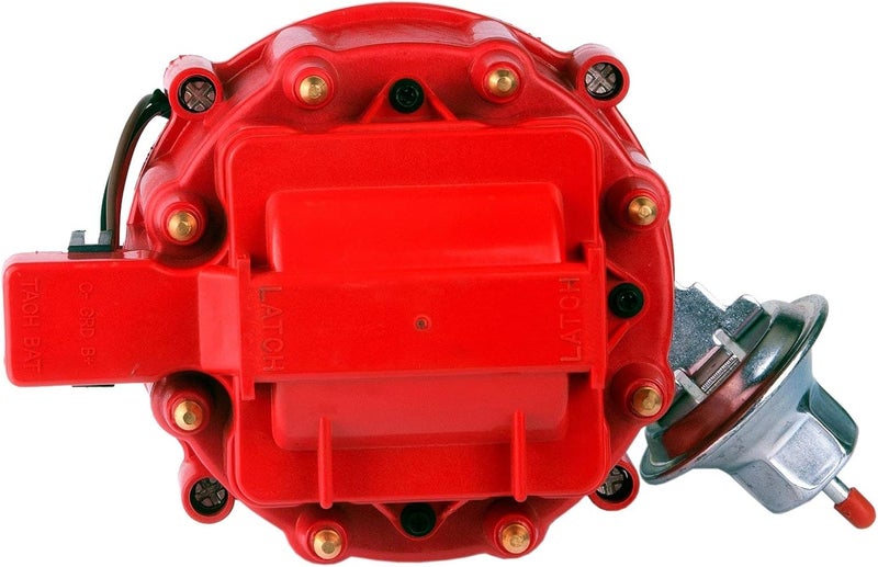 MAS Red Ignition Distributor w/Cap & Rotor Compatible with Ford 351C 351M 400 460 HEI 65,000 Volt Coil KA-1046013 PE332U JM6506BL 351CBLHEI0 - Image 4