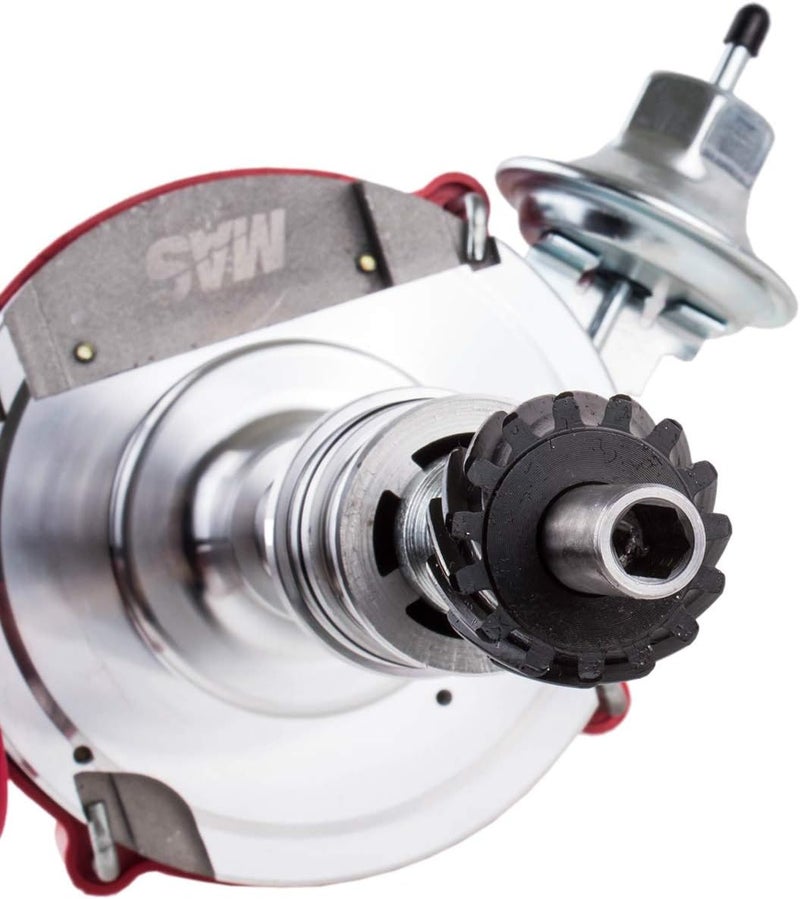 MAS Red Ignition Distributor w/Cap & Rotor Compatible with Ford 351C 351M 400 460 HEI 65,000 Volt Coil KA-1046013 PE332U JM6506BL 351CBLHEI0 - Image 2