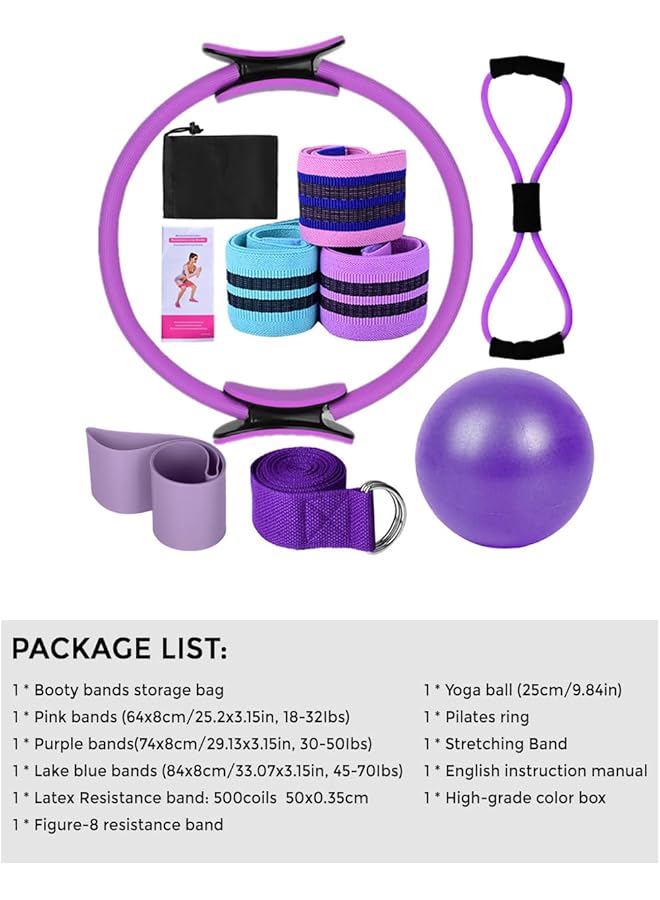 X spring Pilates Ring Circle Set Booty Bands Stretching Equipment Pilates Workout at Home Workout Equipment Women Mini Exercise Ball for Legs Arms and Thighs Weight Loss for Women Video Guides - Image 5