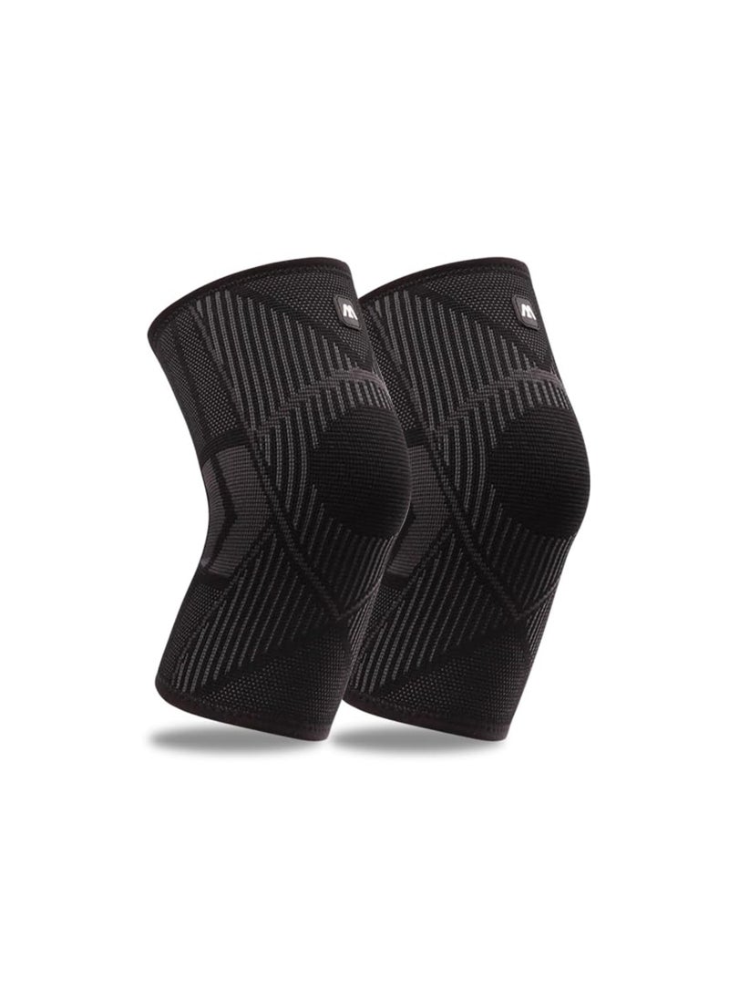 KASTWAVE - Compression Knee Brace for Women & Men, Knee Supports Sleeves for Knee Pain, ACL, Arthritis Pain Relief, Running, Working Out, Basketball, Weightlifting (Large, Black) - Image 1