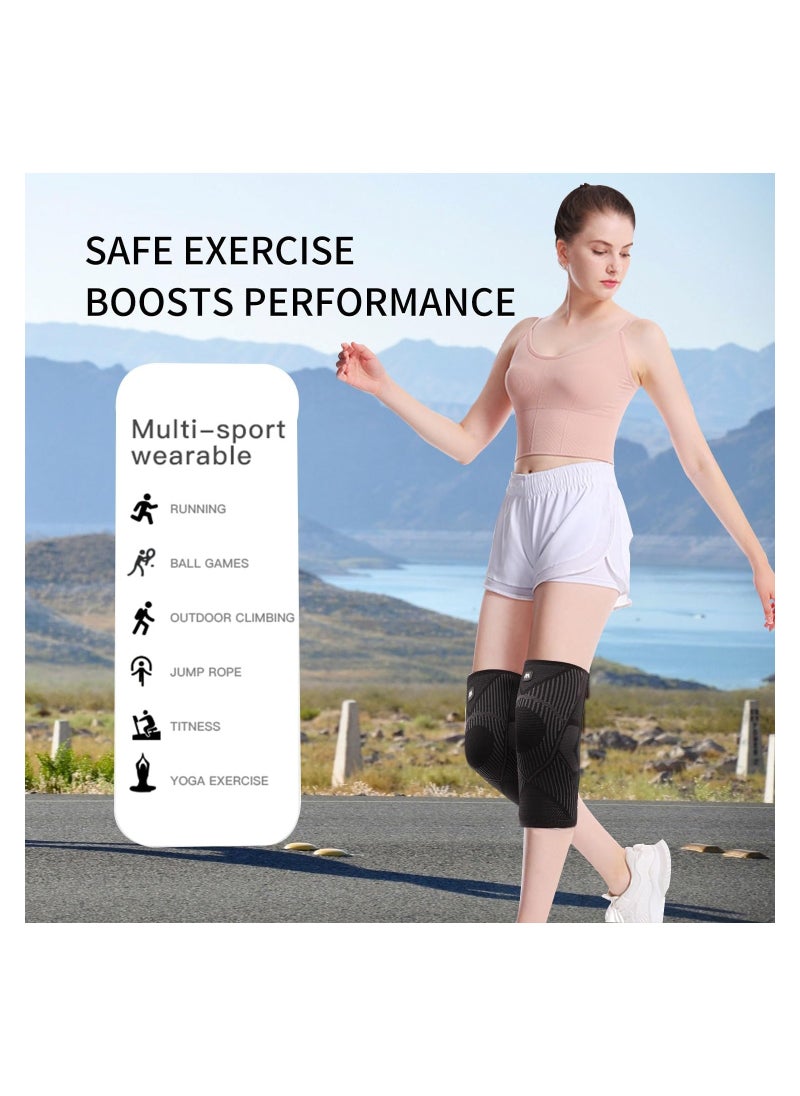 KASTWAVE - Compression Knee Brace for Women & Men, Knee Supports Sleeves for Knee Pain, ACL, Arthritis Pain Relief, Running, Working Out, Basketball, Weightlifting (Large, Black) - Image 1