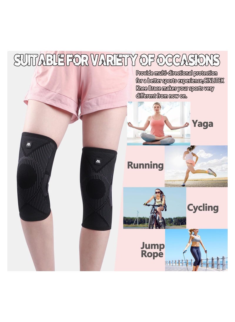 KASTWAVE - Compression Knee Brace for Women & Men, Knee Supports Sleeves for Knee Pain, ACL, Arthritis Pain Relief, Running, Working Out, Basketball, Weightlifting (Large, Black) - Image 1