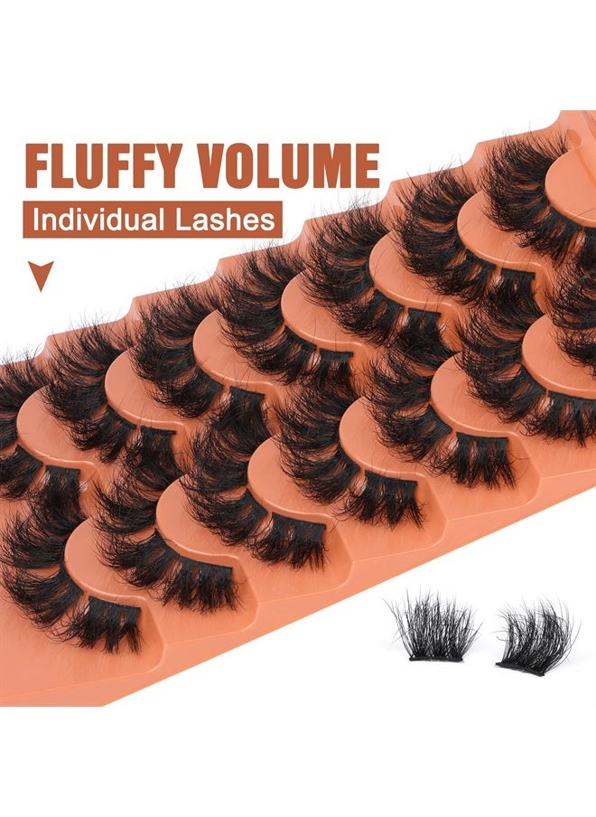 Cluster Lashes Mink Fluffy False Eyelashes Long Volume Individual Lashes Dramatic Eyelash Extensions DIY Fake Lashes by Eefofnn