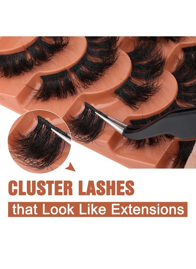 Cluster Lashes Mink Fluffy False Eyelashes Long Volume Individual Lashes Dramatic Eyelash Extensions DIY Fake Lashes by Eefofnn