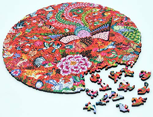 HARTMAZE Wooden Jigsaw PuzzlesHundred Birds Paying Homage to The Phoenix 253 Truly Unique Piece Round Shape Best Choice for Adults and 10 Ages up Kids - Image 5