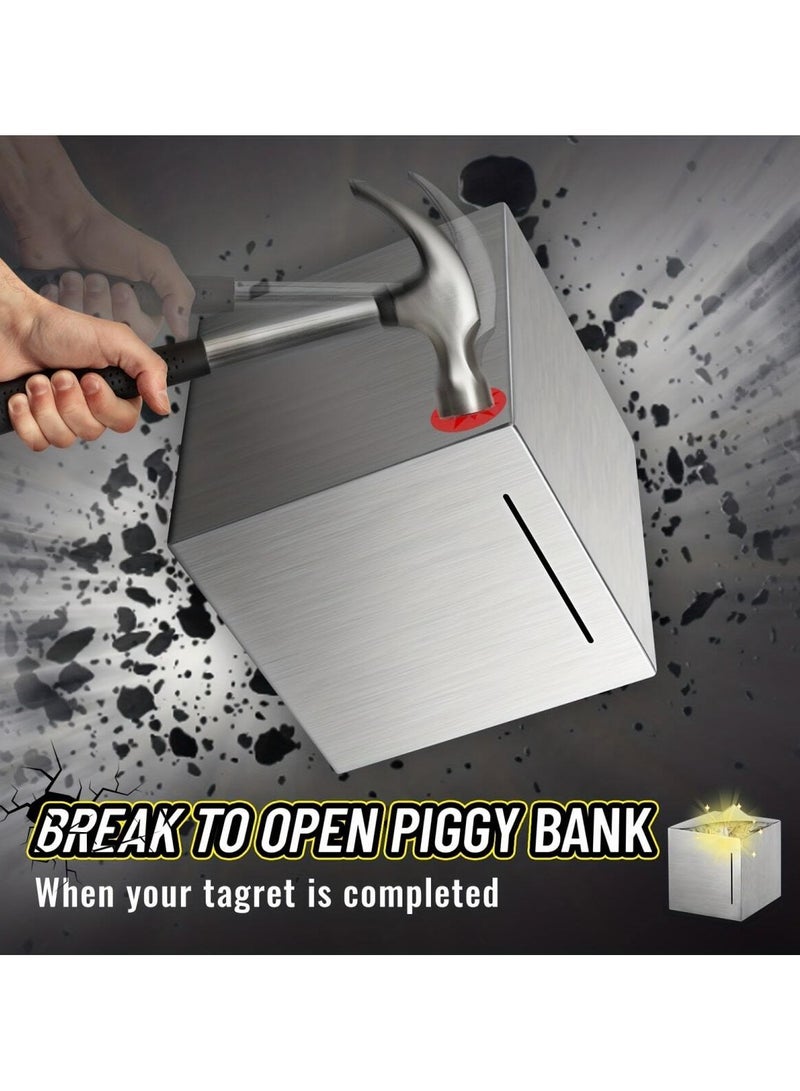 HUMJO Piggy Bank For Cash/Coin Safe Saving,Safe Money Bank for Adults/Kids Saving, Stainless Steel Money Saving Box(Must Break to Open Metal to Get Money)-5.9 Inch - Image 4