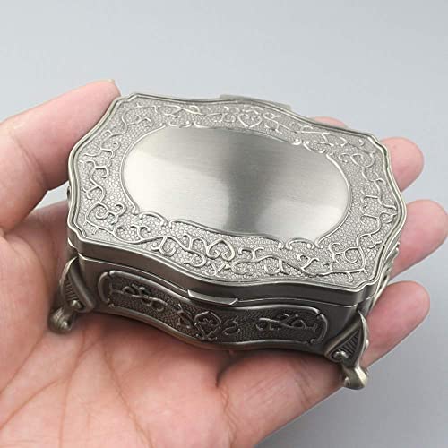 ROSIKING Square Emboss Alloy Metal Music Box Wind Up Antique Jewelry Musical Boxes Christmas Birthday Valentine's Day Gifts Plays Howl's Moving Castle-Merry Go Round of Life - Image 1