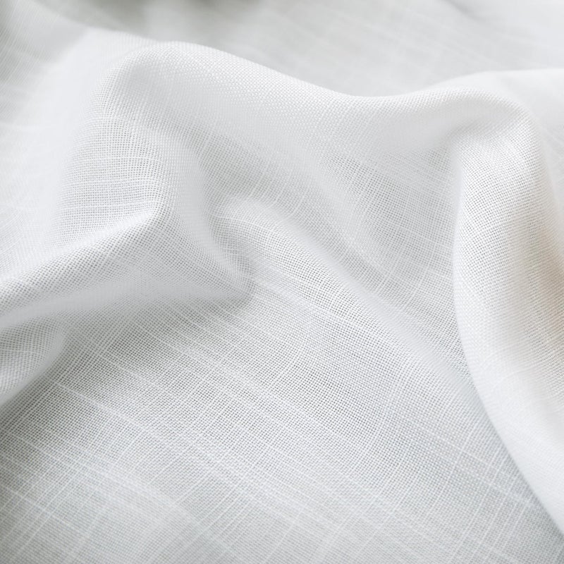 KOUFALL Bathroom Window Curtains Short White Linen Sheer Rod Pocket Small Curtains 45 Inch Length for Bedroom Kitchen Windows 2 Panels Set - Image 4