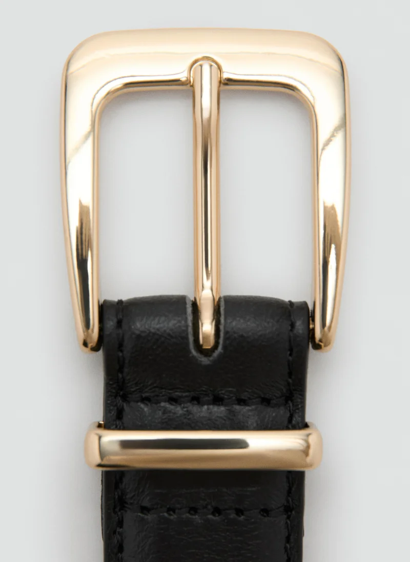 Mango 99-NEGRO 100% Bovine Leather Belt for Women | Best Price UAE