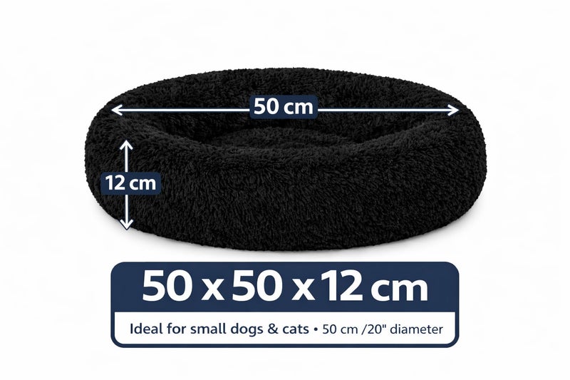 ZEXSAZONE 2-in-1 Reversible Donut Pet Bed for Cats & Puppies | Summer Cooling Two Side Use Round Cat Bed | Ultra Soft Washable Bed for Persian Cat, Shih Tzu & Small Dogs | Black| Small - Image 5