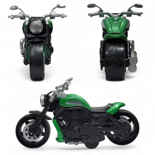 SHAKTISM 1:12 Scale Die-Cast Alloy Motorcycle Toy, Pull Back Action Metal Bike Model with Realistic Design Mini Bike for Boys Age 3+ (Green-Diecast Motercycle) - Image 5