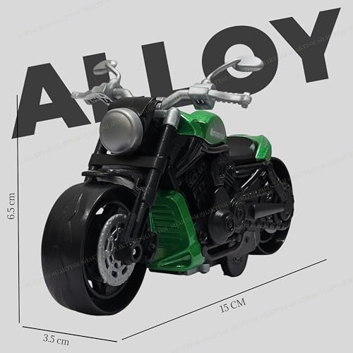 SHAKTISM 1:12 Scale Die-Cast Alloy Motorcycle Toy, Pull Back Action Metal Bike Model with Realistic Design Mini Bike for Boys Age 3+ (Green-Diecast Motercycle) - Image 3