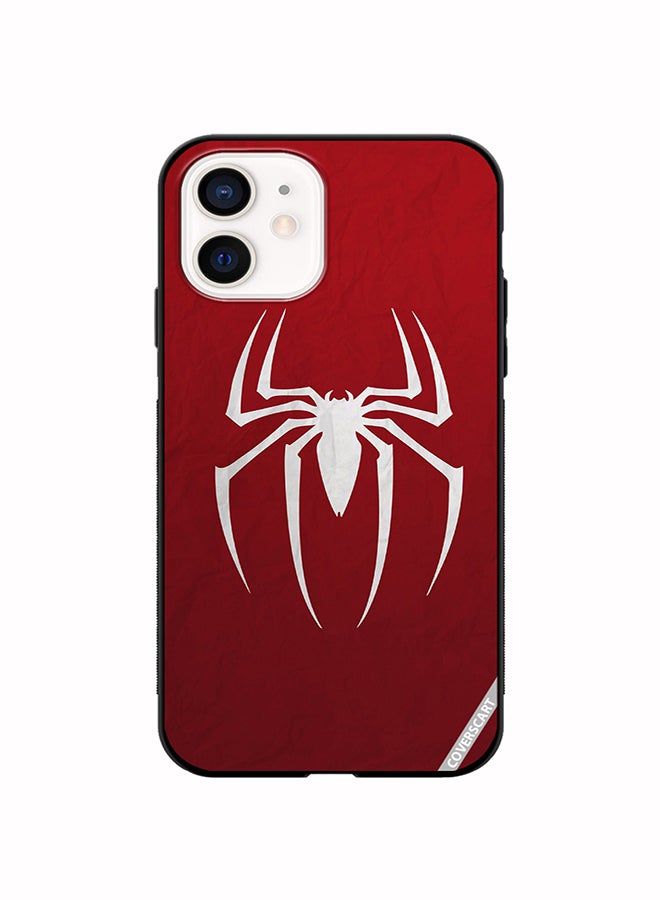 Protective Case Cover For Apple iPhone 12 Mini Spider Design Red