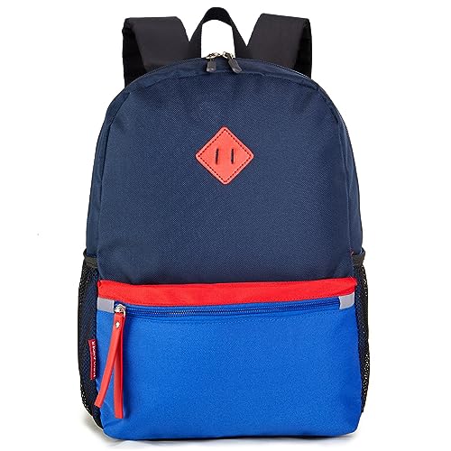 HawLander Little Kids Backpack for Boys or Girls, Toddler School Bag Fits 3 to 6 years old, Navy blue, 15 Inch - Image 1