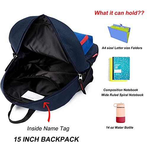 HawLander Little Kids Backpack for Boys or Girls, Toddler School Bag Fits 3 to 6 years old, Navy blue, 15 Inch - Image 5