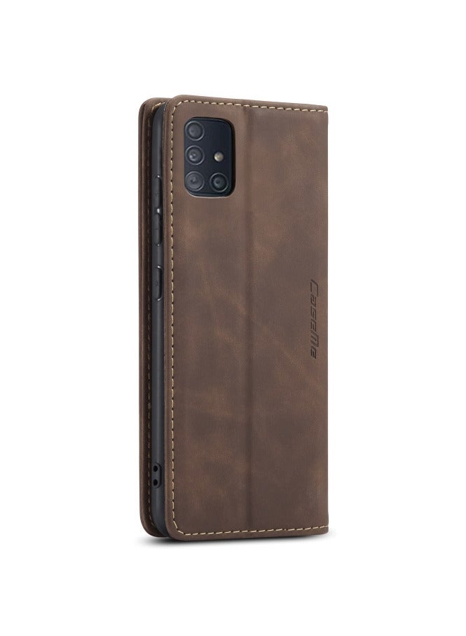 CaseMe CaseMe Samsung Galaxy A51 Case Wallet, for Samsung Galaxy A51 Wallet Case Book Folding Flip Folio Case with Magnetic Kickstand Card Slots Protective Cover - Coffee  - Image 5