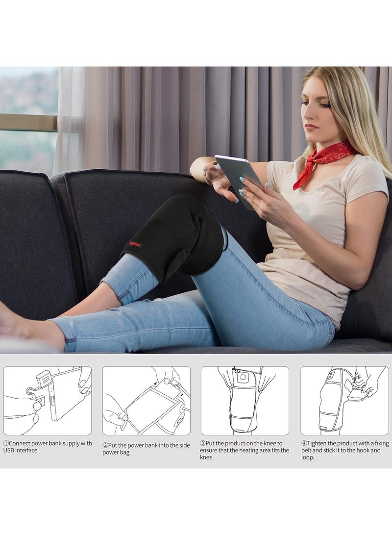 وسادة تدفئة للركبة، لفافة دعامة للركبة ساخنة مع إعدادات الحرارة - Image 5