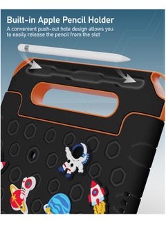 Moxedo Moxedo Rugged Protective EVA Silicone Kids Case Cover, Shockproof DIY 3D Cartoon Pattern with Pencil Holder, Stand and Handle Grip Compatible for Apple iPad 9.7 inch (Black)  - Image 2