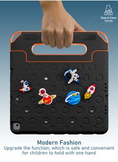Moxedo Moxedo Rugged Protective EVA Silicone Kids Case Cover, Shockproof DIY 3D Cartoon Pattern with Pencil Holder, Stand and Handle Grip Compatible for Apple iPad 9.7 inch (Black)  - Image 3