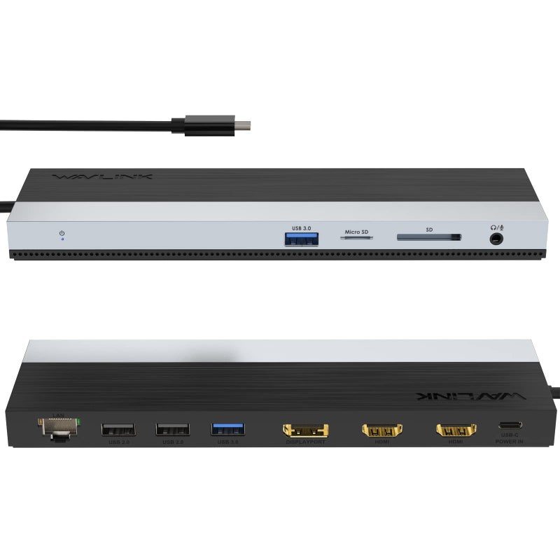 WAVLINK USB C Docking Station, USB-C Dock Triple Display PD 85W,USB Type C Hub with DisplayPort, HDMI, USB 2.0/3.0, Gigabit Ethernet, SD/TF Slot, Audio Jack for Windows and Mac - Image 1