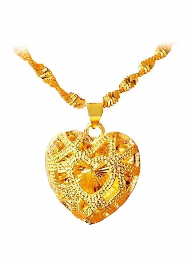 YJ 24 Karat Gold Heart Shape Pendant Necklace - Image 5