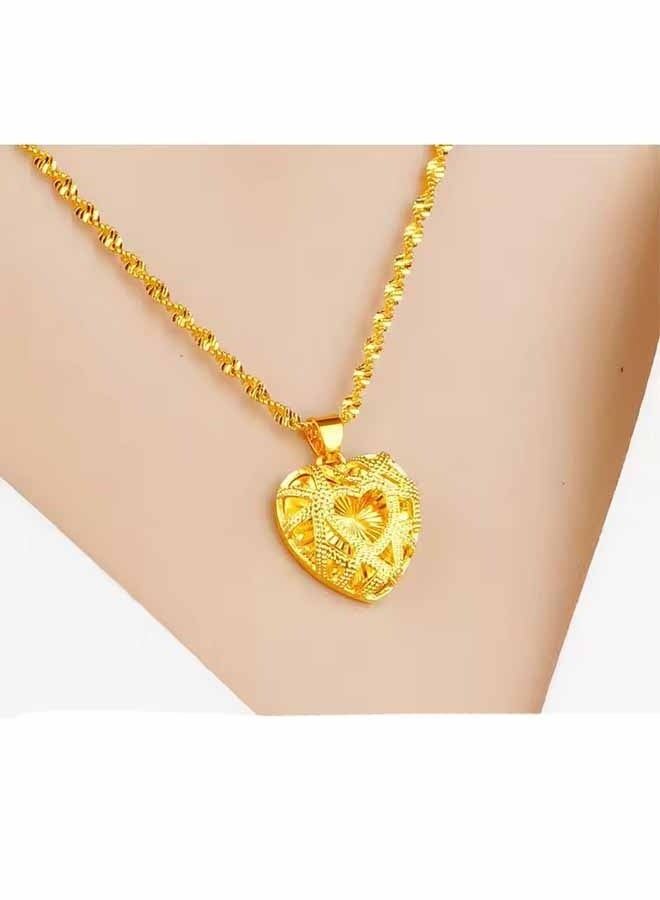 YJ 24 Karat Gold Heart Shape Pendant Necklace - Image 3