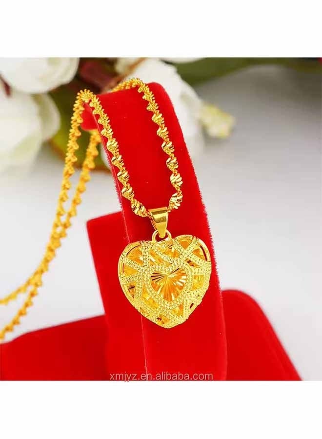 YJ 24 Karat Gold Heart Shape Pendant Necklace - Image 4