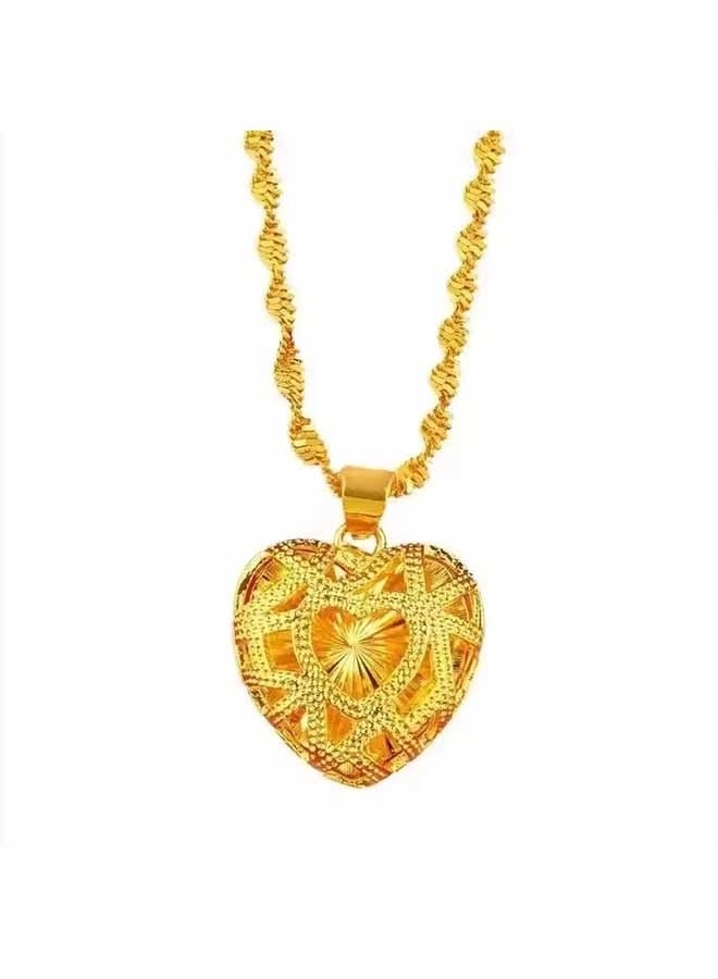 YJ 24 Karat Gold Heart Shape Pendant Necklace - Image 1