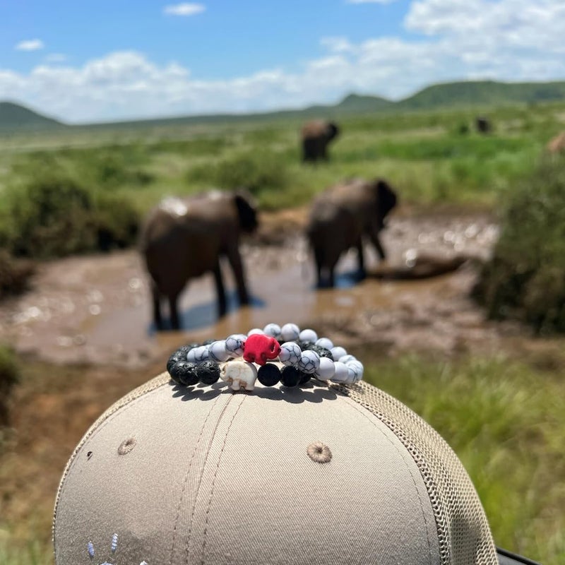 Fahlo Elephant Tracking Bracelet â€“ Track a Real Elephantâ€™s Journey â€“ Supports Save the Elephants â€“ Elastic, One Size Fits Most â€“ on Interactive Mobile App Map â€“ Unisex Conservation Gift (White Howlite STE Edition) - Image 2
