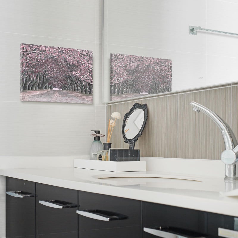 Nicetop Pink Wall Artâ€“Abstract Floral Trees Artwork Canvas Print Romantic Cherry Blossom Nature Forest Path Archway Landscape Picture Decor for Bedroom Girls Room Bathroom, 16x12 Inch - Image 4