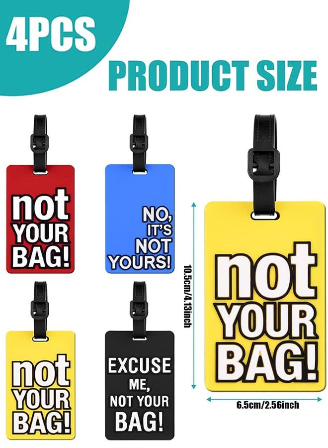 Luggage Tags, 4 Pcs Travel Baggage Bag Tags Suitcase Instrument Tag Suitcase Identifier Labels with Name ID Card Travel Accessories - Image 2