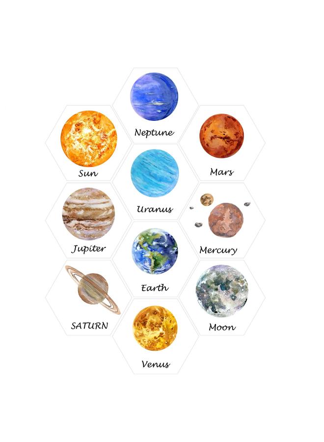 Bluejw 10 Pieces Hexagon Sticker Cartoon Children's Six Side Decorative Stickers Enlightenment Wall Stickers Bathroom Bedroom Floor Stickers - Image 1