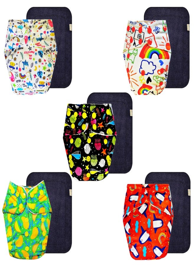 Dumbledo Premium Cloth Diaper with Black Insert (Pack of 5) | Soft & Gentle | 6-Layer Absorbent Pad | Quick Dry | Trusted by Moms | 3 Months - 3 Years | Unisex Baby - Image 1