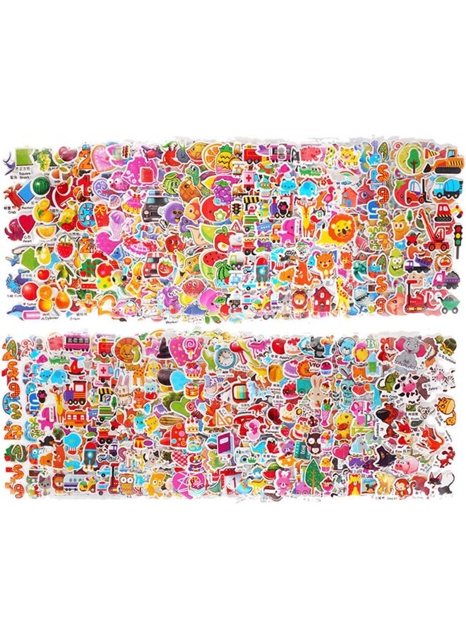 ECVV - ECVV 1800+(36 Sheets) 3D Puffy Stickers for Kids & Toddlers Variety Pack Cute Resuable Sticker for Boys Girls Puffy Small Stickers Sheets Including Animals, Letters, Numbers, Dinosaurs, Cars and More - Image 1