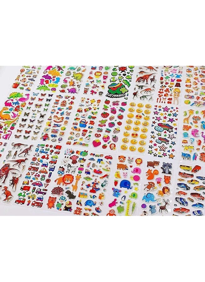 ECVV - ECVV 1800+(36 Sheets) 3D Puffy Stickers for Kids & Toddlers Variety Pack Cute Resuable Sticker for Boys Girls Puffy Small Stickers Sheets Including Animals, Letters, Numbers, Dinosaurs, Cars and More - Image 1
