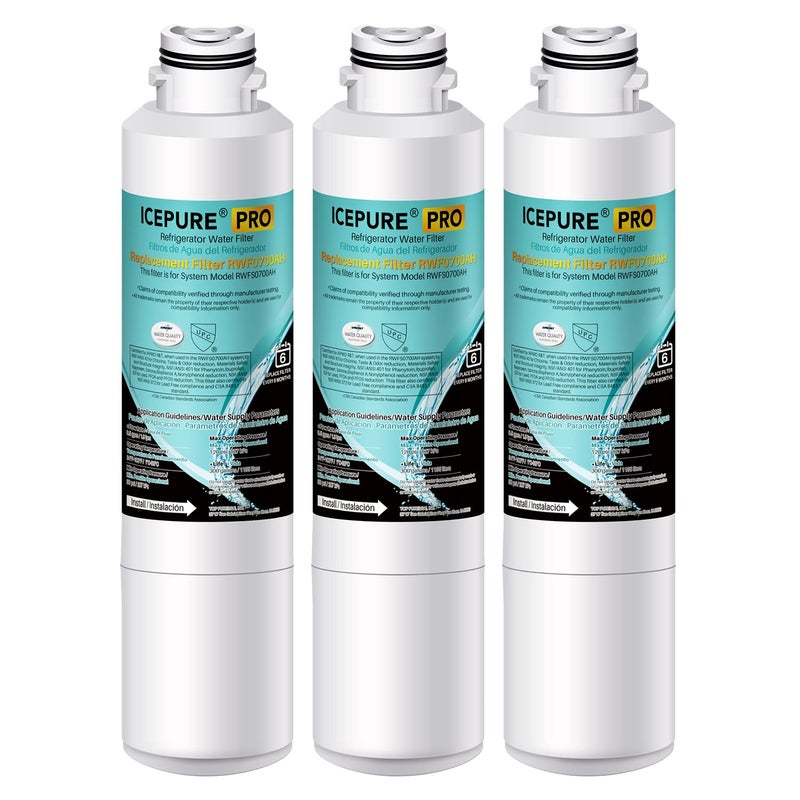 ICEPURE PRO DA29-00020B NSF401&473&53 Samsung Refrigerator Water Filter, Replacement for DA29-00020B-1, DA29-00020A/B, HAF-CIN/EXP, RF25HMEDBSR, RF28HMEDBSR, RS25J500DSR, More Models, 3PACK - Image 1
