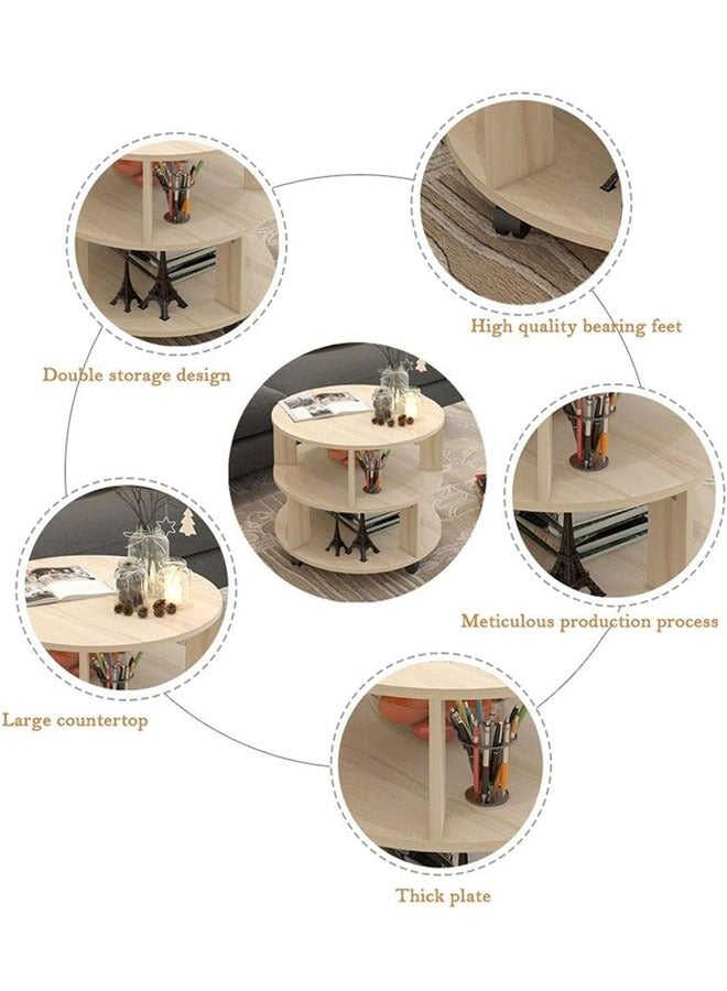 كيكي طاولة قهوة مستديرة بثلاث طبقات بتصميم أنيق لغرفة المعيشة - Image 4