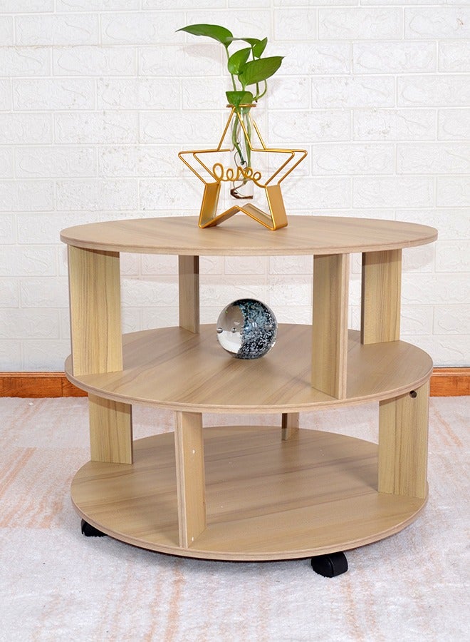 كيكي طاولة قهوة مستديرة بثلاث طبقات بتصميم أنيق لغرفة المعيشة - Image 5