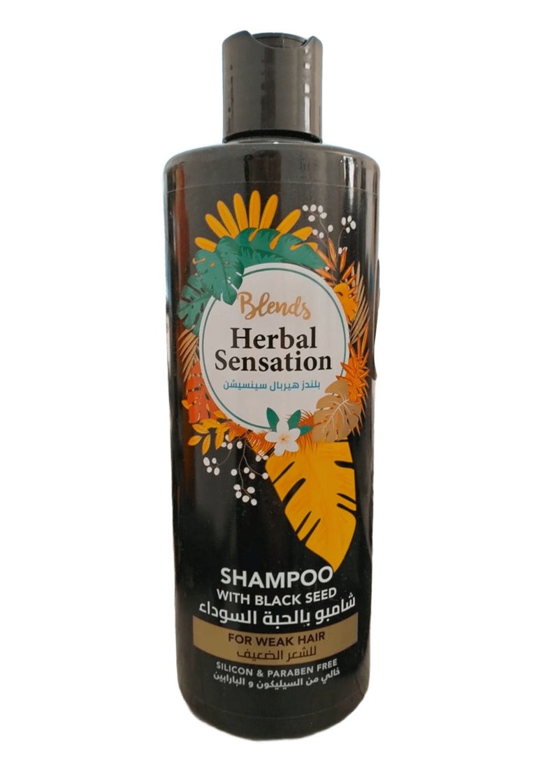 Blends - Herbal Sensation Shampoo for Weak Hair with Black Seed 600ml - Image 1