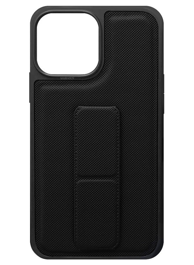 CATANES Shockproof Case with Integrated Hand Strap for iPhone 13 Pro Max - Foldable Kickstand and Anti-Drop Protection for Secure Grip and Hands-Free Viewing - Black - Image 5