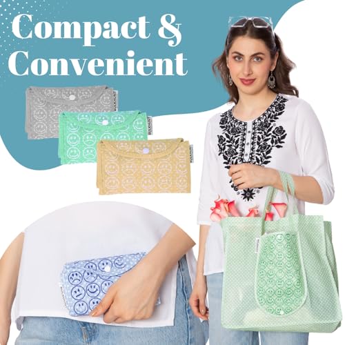 Bulkhunt Foldable Reusable Shopping Bags for Women Compact Folding Carry Bag for Grocery & Vegetable Shopping Printed Tote for Return Gifts Travel & Daily Use (3) - Image 4