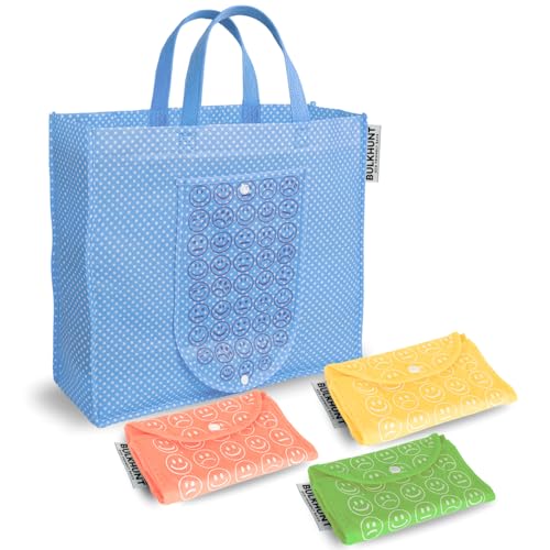 Bulkhunt Foldable Reusable Shopping Bags for Women Compact Folding Carry Bag for Grocery & Vegetable Shopping Printed Tote for Return Gifts Travel & Daily Use (3) - Image 1